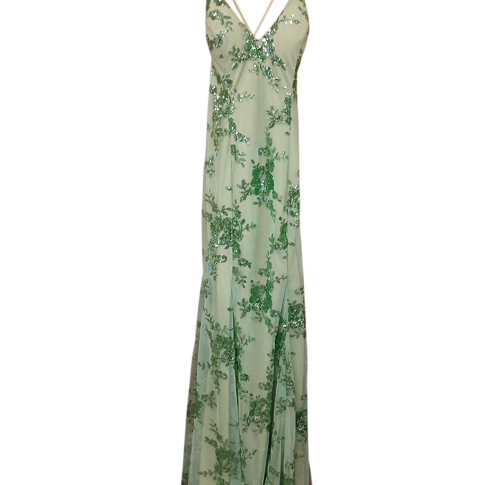 Elegant Green Floral Maxi Dress
